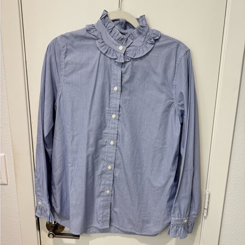 NWT J crew button down, blue and white striped